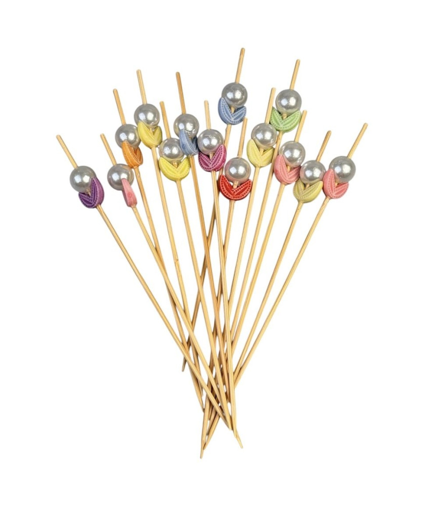 Шпажка бамбуковая Цветок ассорти 120 мм 100 шт/уп (100 уп/ящ)