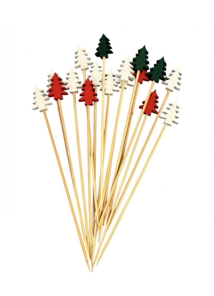 Шпажка бамбуковая Елка ассорти 120 мм 100 шт/уп (100 уп/ящ)