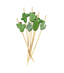 Шпажка бамбуковая Кактус зеленая 120 мм 100 шт/уп (100 уп/ящ)