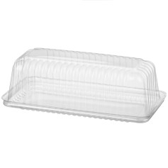 Упаковка для торта пластиковая прямоугольная ПС-37 прозрачная с крышкой 1250 мл 235х116х76 мм 500 шт/ящ