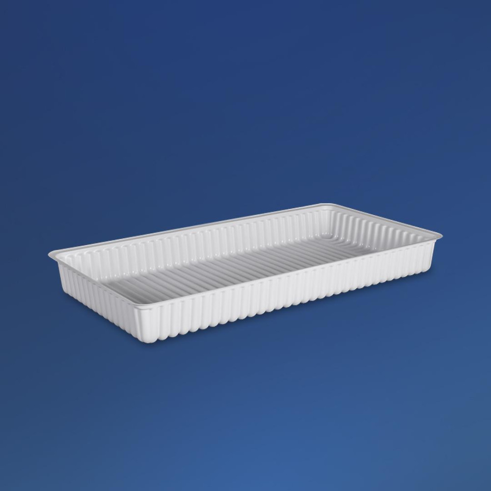 Упаковка для торта пластиковая прямоугольная ПС-621 белая с крышкой 3200 мл 286х150х95 мм 300 шт/ящ