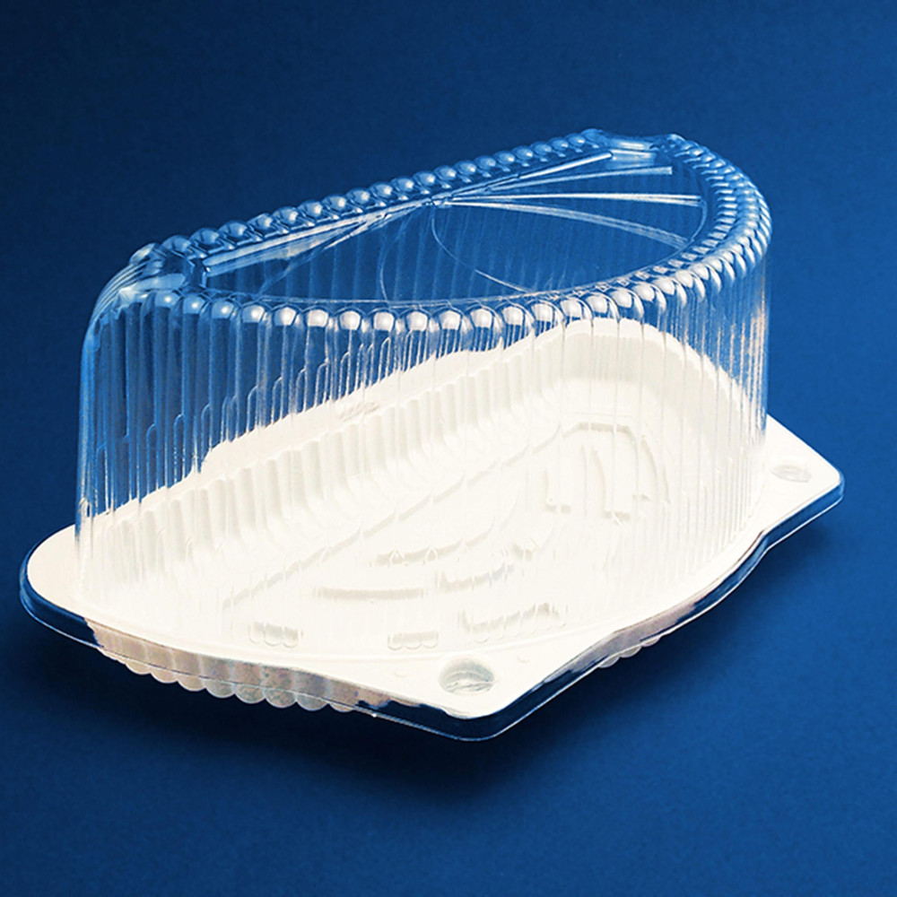 Упаковка для половинки торта пластиковая полукруглая ПС-27 белая с крышкой 2000 мл 260х156х115 мм 250 шт/ящ