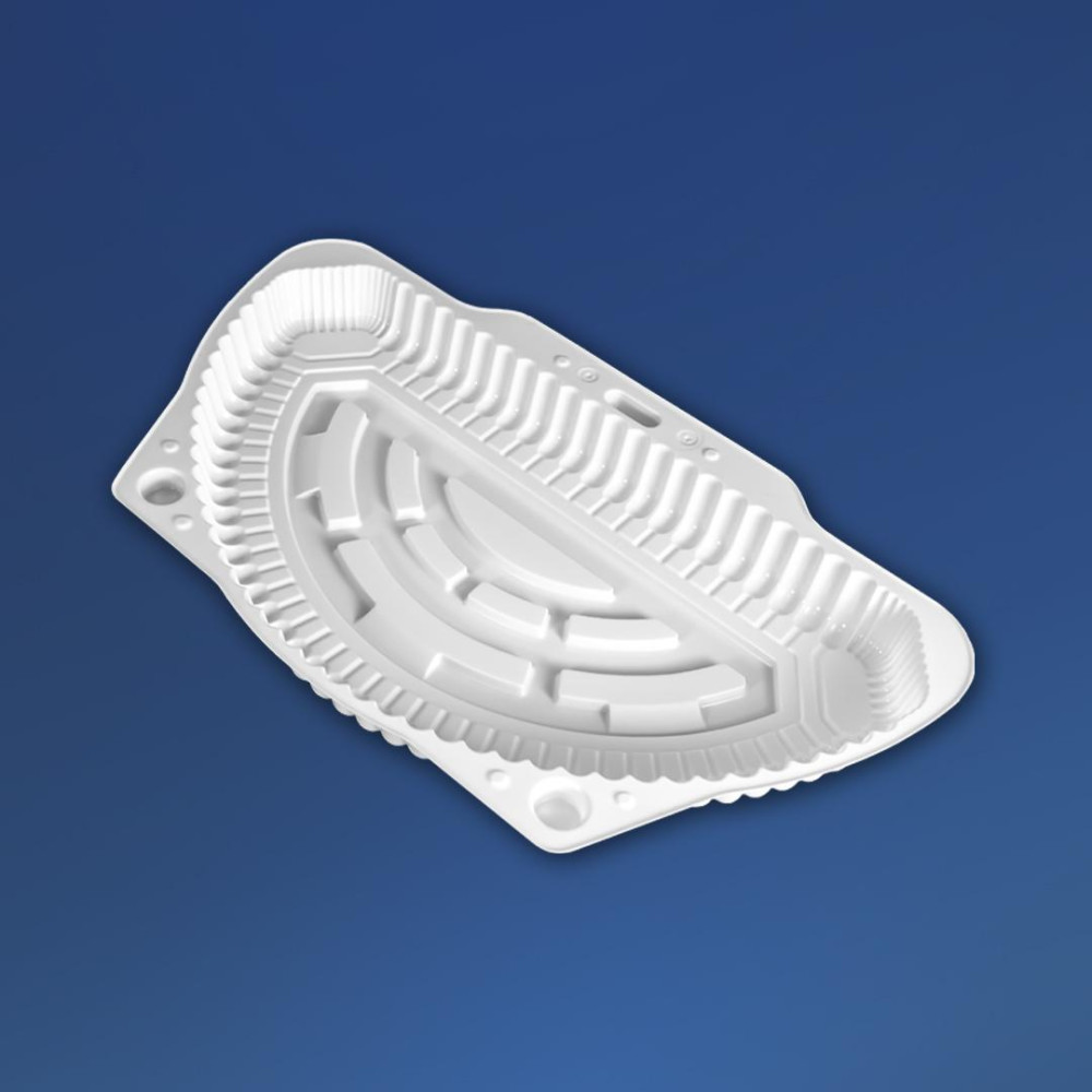 Упаковка для половинки торта пластиковая полукруглая ПС-27 белая с крышкой 2000 мл 260х156х115 мм 250 шт/ящ