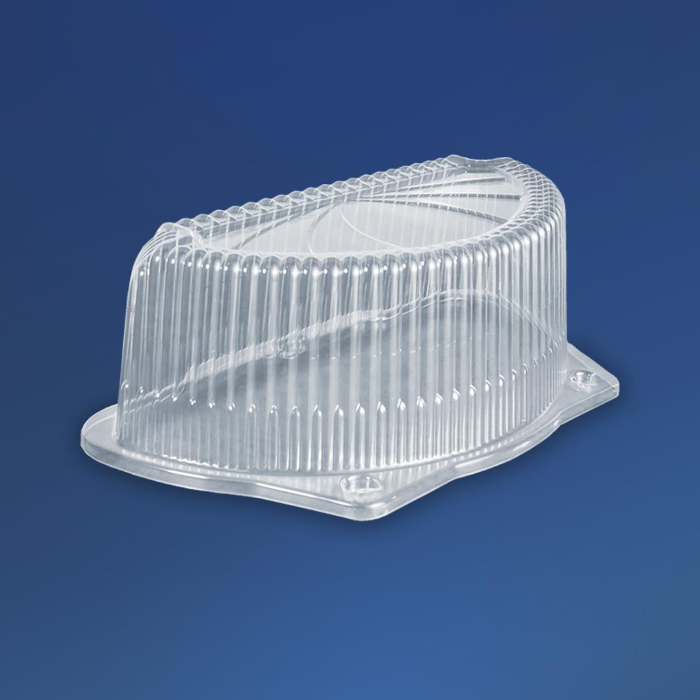 Упаковка для половинки торта пластиковая полукруглая ПС-27 белая с крышкой 2000 мл 260х156х115 мм 250 шт/ящ