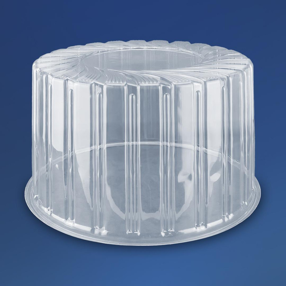 Упаковка для торта пластиковая круглая ПС-244 белая с крышкой 4200 мл 245х140 мм 130 шт/ящ