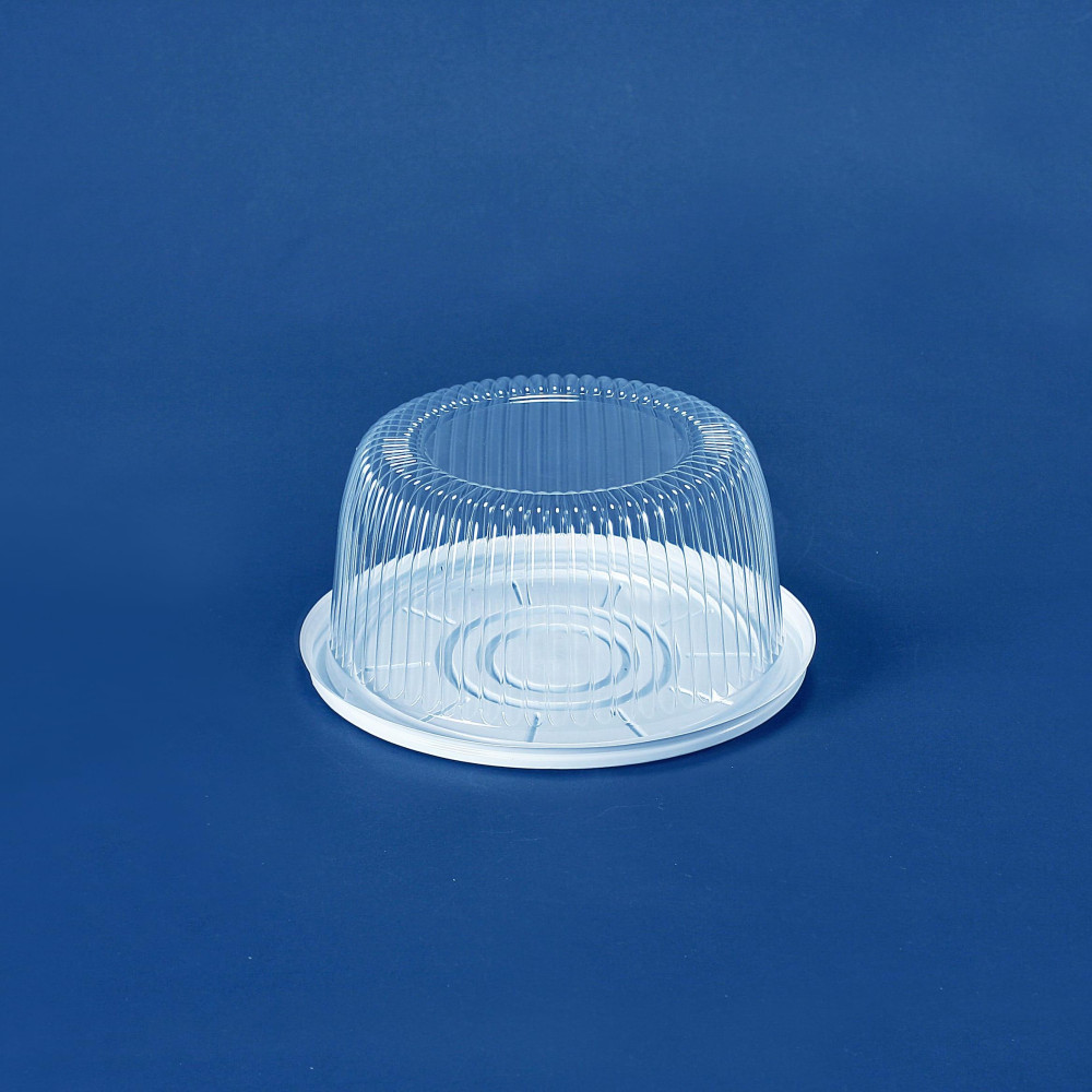 Упаковка для торта пластиковая круглая ПС-22 белая с крышкой 1800 мл 205х95 мм 200 шт/ящ