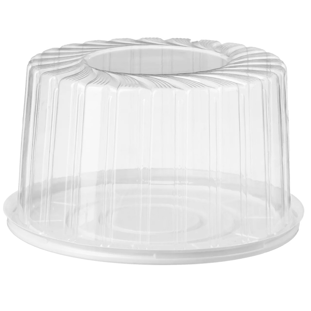 Упаковка для торта пластиковая круглая ПС-244 белая с крышкой 4200 мл 245х140 мм 130 шт/ящ