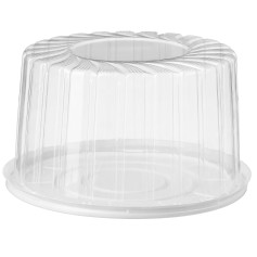 Упаковка для торта пластиковая круглая ПС-244 белая с крышкой 4200 мл 245х140 мм 130 шт/ящ