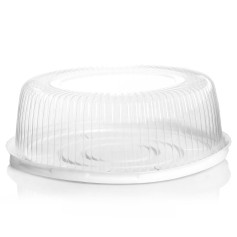Упаковка для торта пластиковая круглая ПС-241 белая с крышкой 3000 мл 260х85 мм 200 шт/ящ
