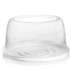 Упаковка для торта пластиковая круглая ПС-230 белая с крышкой 2500 мл 235х115 мм 200 шт/ящ