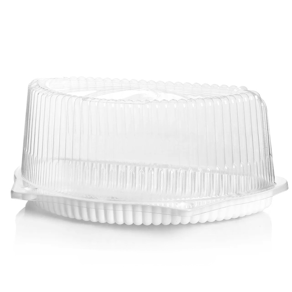 Упаковка для половинки торта пластиковая полукруглая ПС-27 белая с крышкой 2000 мл 260х156х115 мм 250 шт/ящ
