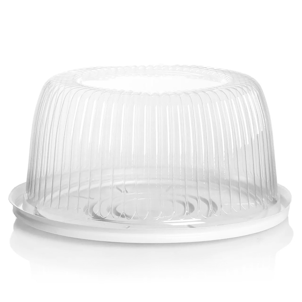 Упаковка для торта пластиковая круглая ПС-22 белая с крышкой 1800 мл 205х95 мм 200 шт/ящ