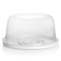 Упаковка для торта пластиковая круглая ПС-22 белая с крышкой 1800 мл 205х95 мм 200 шт/ящ