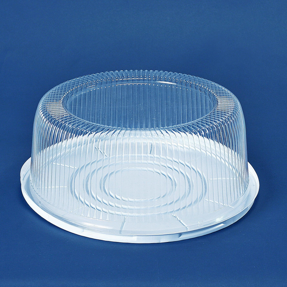 Упаковка для торта пластиковая круглая ПС-260 белая с крышкой 7200 мл 335х122 мм 75 шт/ящ