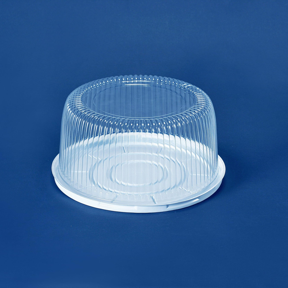 Упаковка для торта пластиковая круглая ПС-230 белая с крышкой 2500 мл 235х115 мм 1 шт (200 шт/ящ)
