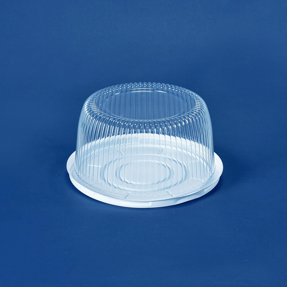 Упаковка для торта пластиковая круглая ПС-24 белая с крышкой 3500 мл 260х116 мм 200 шт/ящ