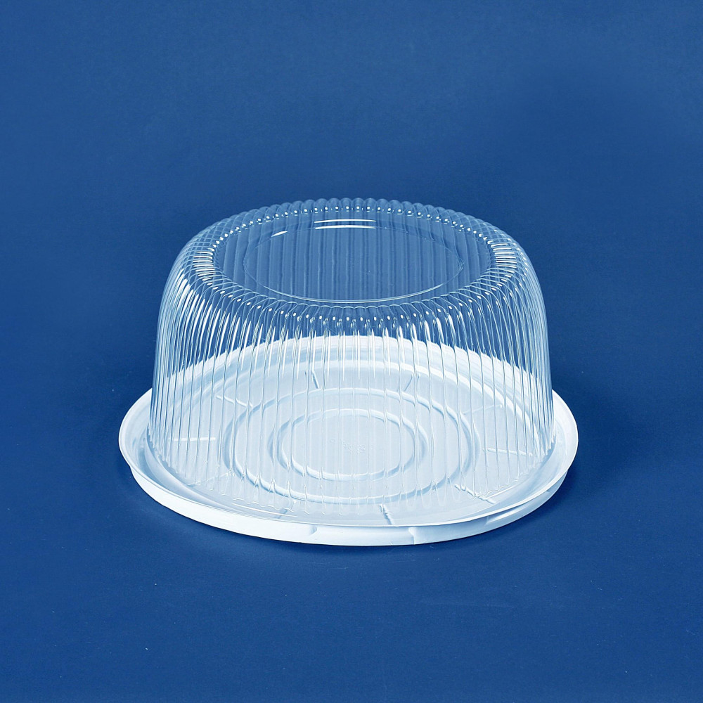 Упаковка для торта пластиковая круглая ПС-25 белая с крышкой 5300 мл 280х122 мм 200 шт/ящ