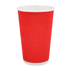 Стакан бумажный гофрированный красный 500 мл 15 шт/уп (кр90, d91) (30 уп/ящ)
