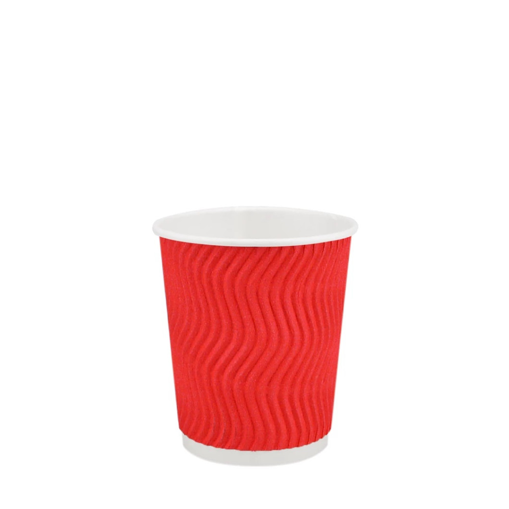Стакан бумажный гофрированный красный 175 мл 20 шт/уп (кр70, d70) (45 уп/ящ)