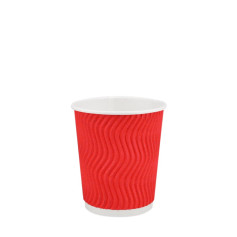 Стакан бумажный гофрированный красный 175 мл 20 шт/уп (кр70, d70) (45 уп/ящ)