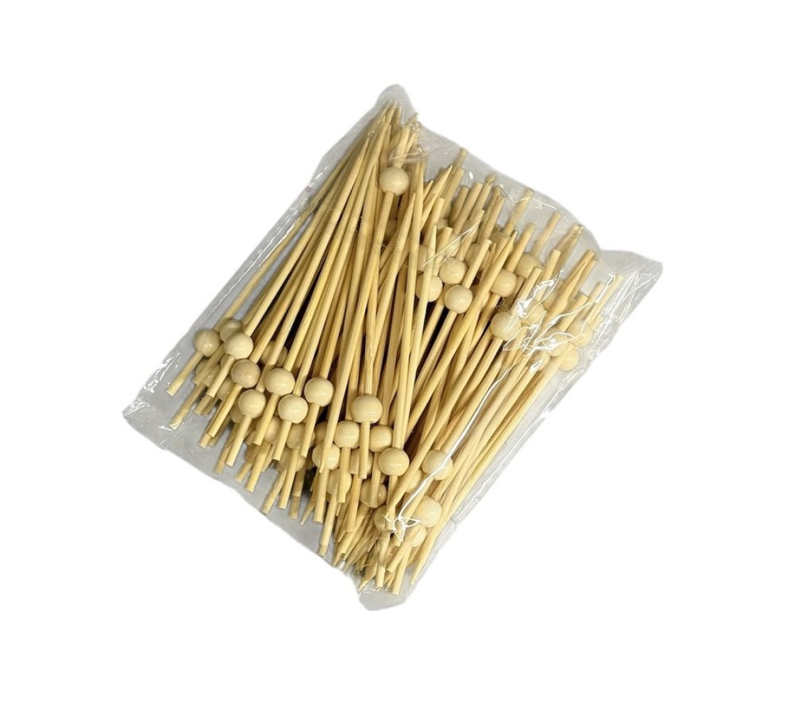 Шпажка бамбуковая Бусинка бежевая 120 мм 100 шт/уп (100 уп/ящ)