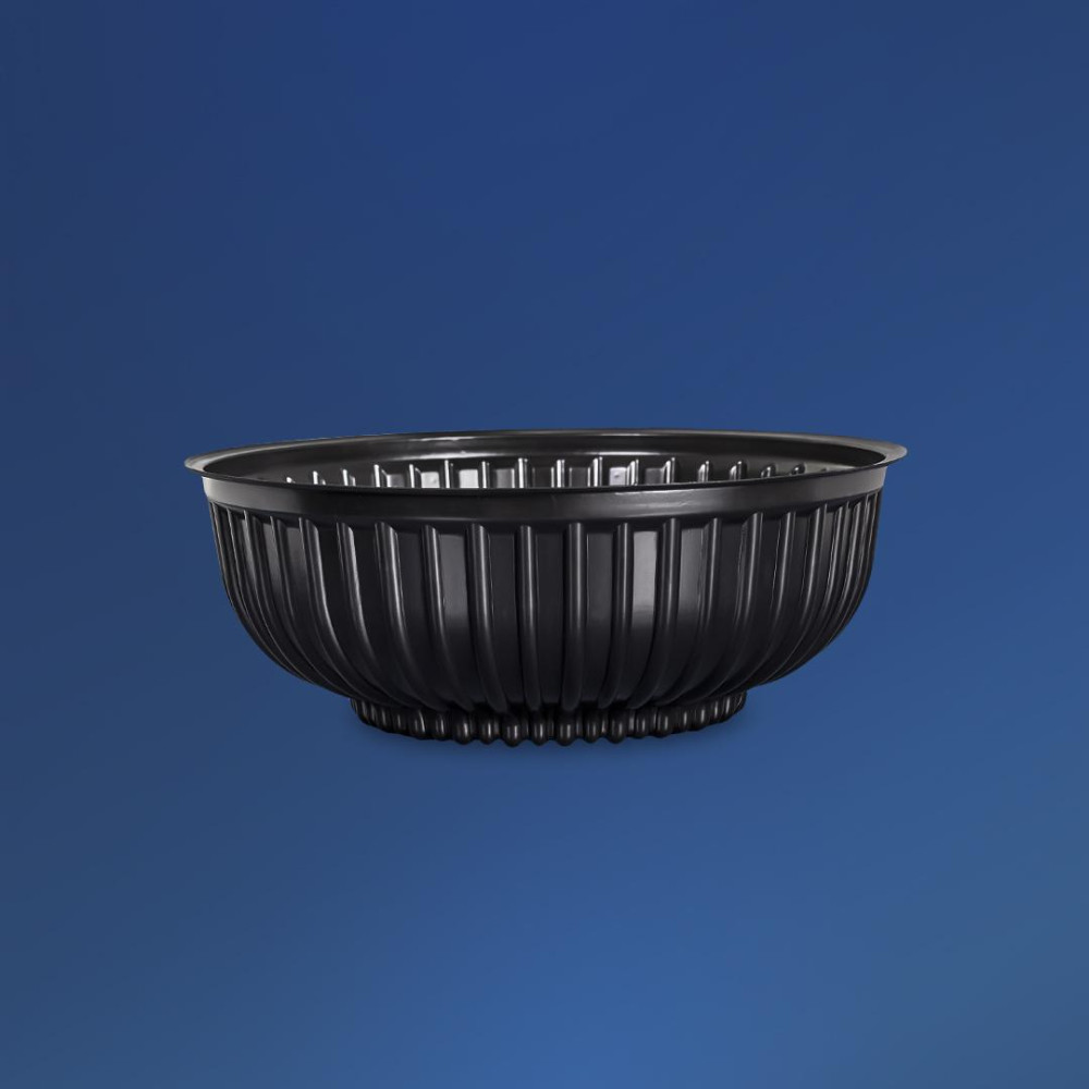 Салатник пластиковый круглый ПС-210 черный с крышкой 700 мл 158х58 мм 500 шт/ящ