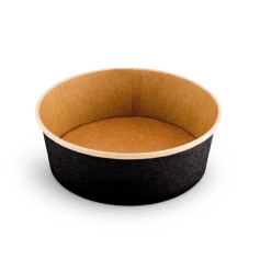 Салатник бумажный круглый черный-крафт 550 мл 142х53 мм 1 шт (50/400)