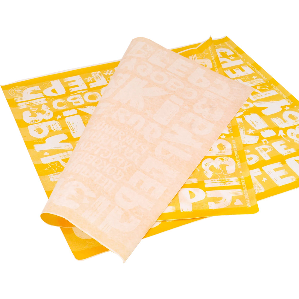 Бумага упаковочная листовая с рисунком Чизбургер 32х32 см 30 г/м2 500 листов/уп