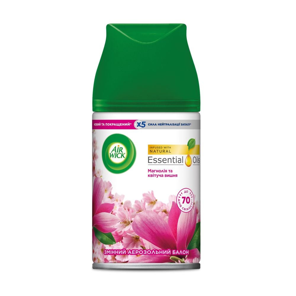 Сменный баллон для автоматического освежителя воздуха Air Wick Freshmatic Магнолия и цветущая вишня 250 мл (6 шт/ящ)