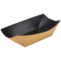 Тарелка бумажная лодочка крафт-черная 300 мл 160х85х30 мм 100 шт/уп (12 уп/ящ)