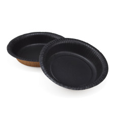Тарелка глубокая бумажная круглая ламинированная крафт-черная 400 мл 190х40 мм 50 шт/уп (6 уп/ящ)