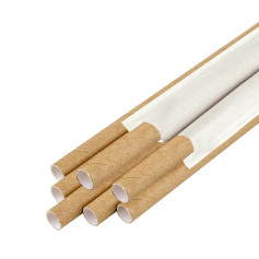 Трубочка для коктейлей бумажная прямая крафт в индивидуальной упаковке 200х6 мм 100 шт/уп (50 уп/ящ)