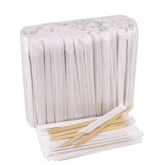 Мешалка для кофе деревянная в индивидуальной упаковке 140х6х1,8 мм 500 шт/уп (14 уп/ящ)