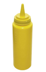 Бутылка для соуса пластиковая желтая с мерной шкалой 240 мл