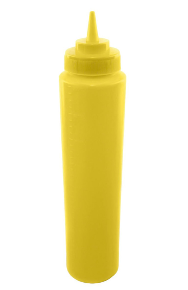 Бутылка для соуса пластиковая желтая с мерной шкалой 950 мл