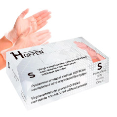 Перчатки виниловые неопудренные Hoffen S прозрачные 100 шт/уп (10 уп/ящ)