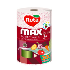Полотенце бумажное в рулоне Ruta Max Borsch двухслойное белое 300 отрывов 1 рулон (10 рул/ящ)