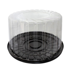 Упаковка для торта пластиковая круглая ПС-244 коричневая с крышкой 4200 мл 245х140 мм 130 шт/ящ