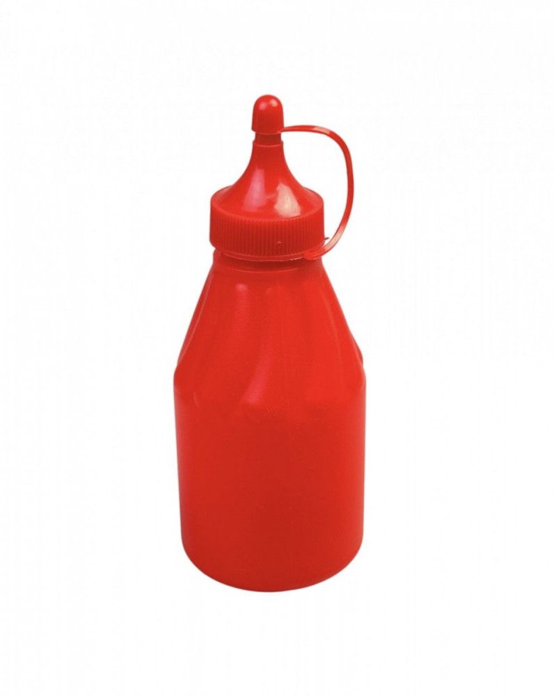 Бутылка для соуса пластиковая красная с колпачком 250 мл