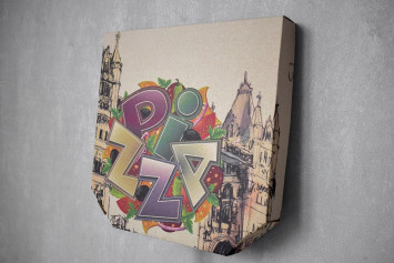 Коробка для пиццы 41 см бурая с печатью Старый Город 410х410х40 мм 1 шт
