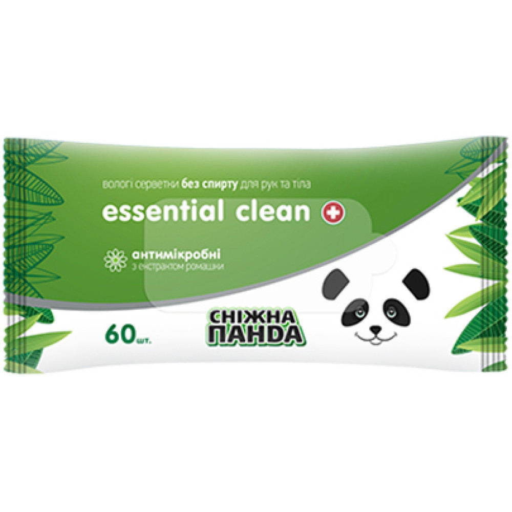 Салфетки влажные Снежная Панда Essential Clean Ромашка 60 шт/уп (21 уп/ящ)