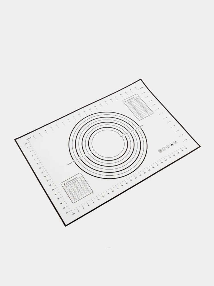 Коврик для теста силиконовый с разметкой белый 50х40 см 