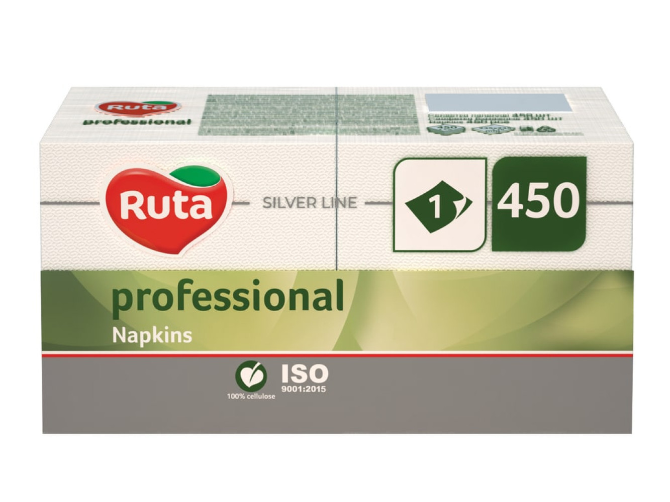 Салфетка барная Ruta Professional однослойная белая 23,5х23,5 см 450 листов/уп (12 уп/ящ)