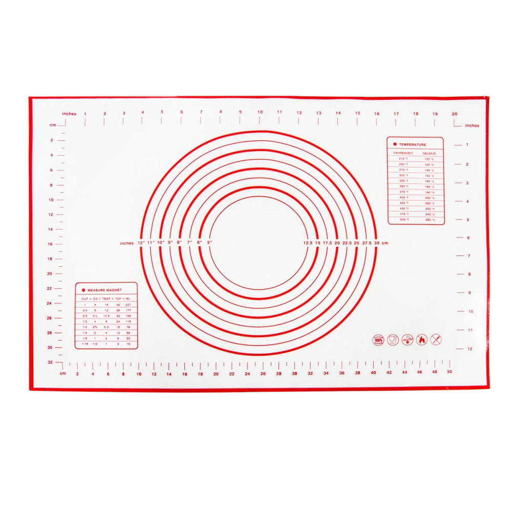 Коврик для теста силиконовый с разметкой белый 60х40 см